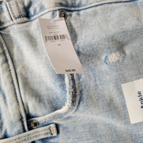 Old Navy Power Slim Straight High Rise Ankle Length Distressed Jeans Sz 14 - Picture 7 of 10